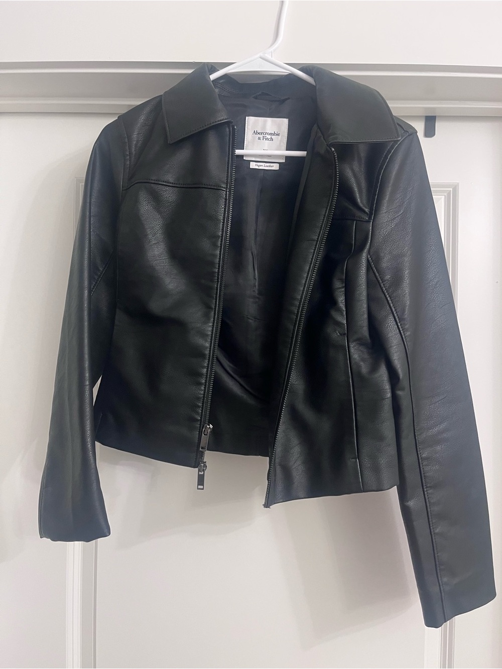 Abercrombie & Fitch Black Vegan Leather Zip-Up Jacket